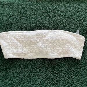 Victorias Secret White Smocked Bandeau Swim Top Lg